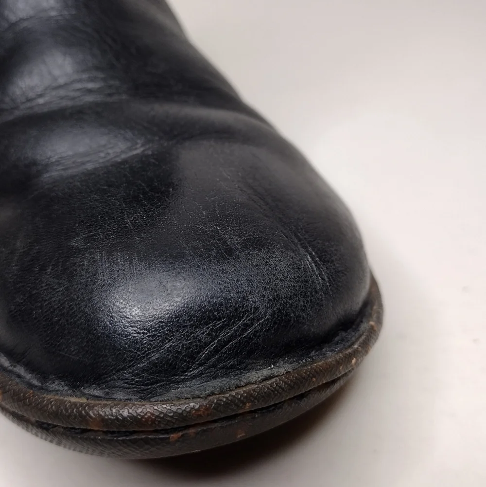 UGG Caspia Black Leather Faux Fur Low Heel Lace Up Winter Boots Sz 7